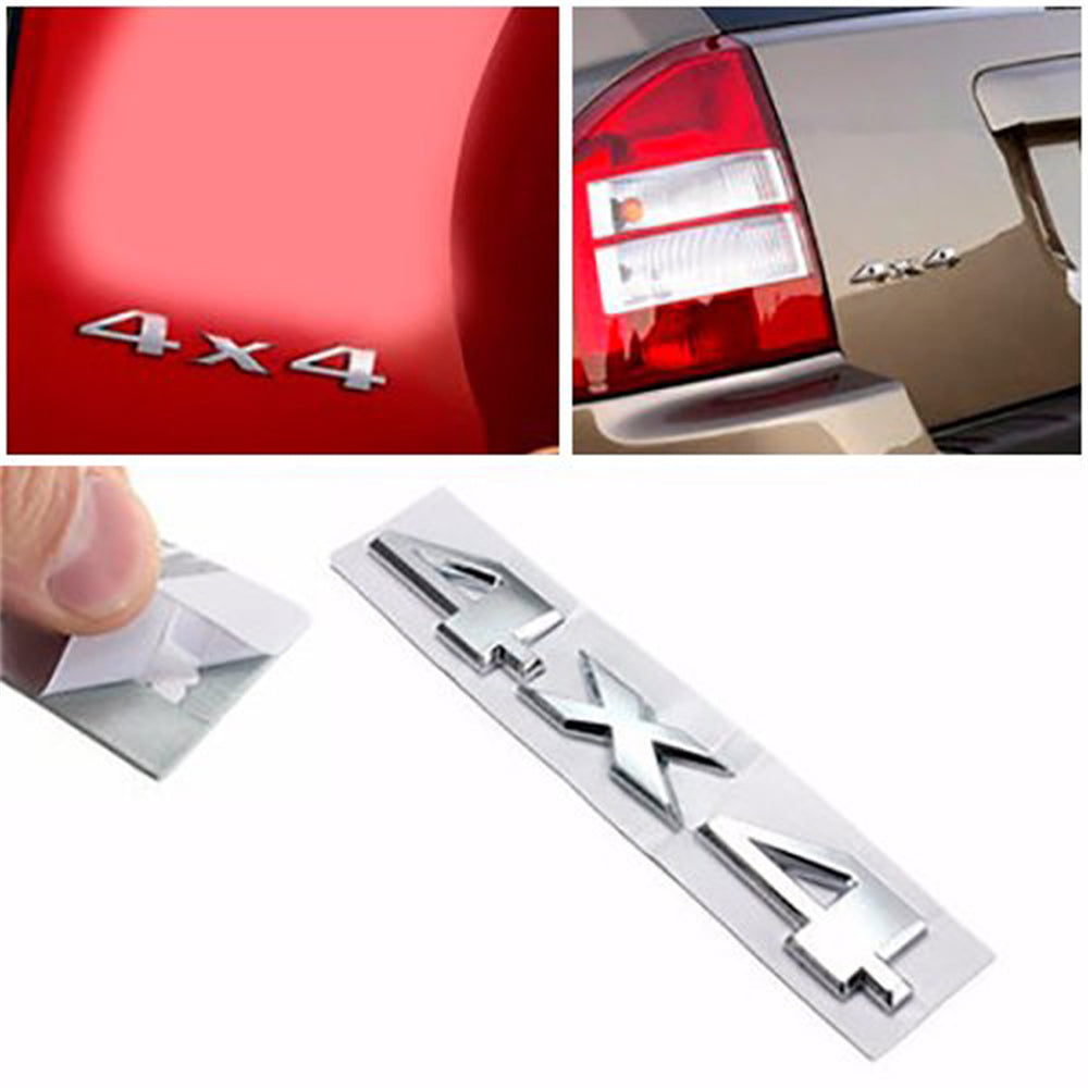 4x4 Metal Emblem Logo 3D Decal Silver Separate Font