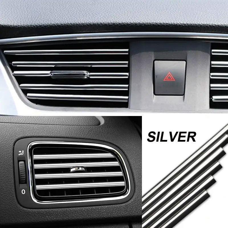 Car interior Decoration AC Vent Strips 10pcs Color Silver Autozoyd