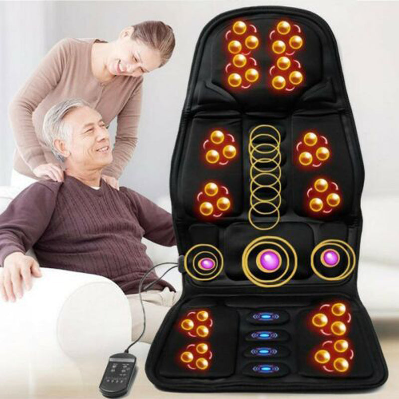 Car Massager Full Seat 8 Functions Heated-Black Massager Seat 12v Car Use and Home Use 220V