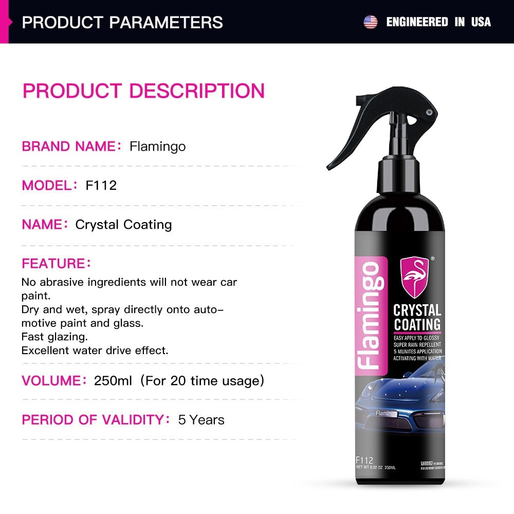 Flamingo Crystal Coating High Gloss Shine Liquid Spray Polish