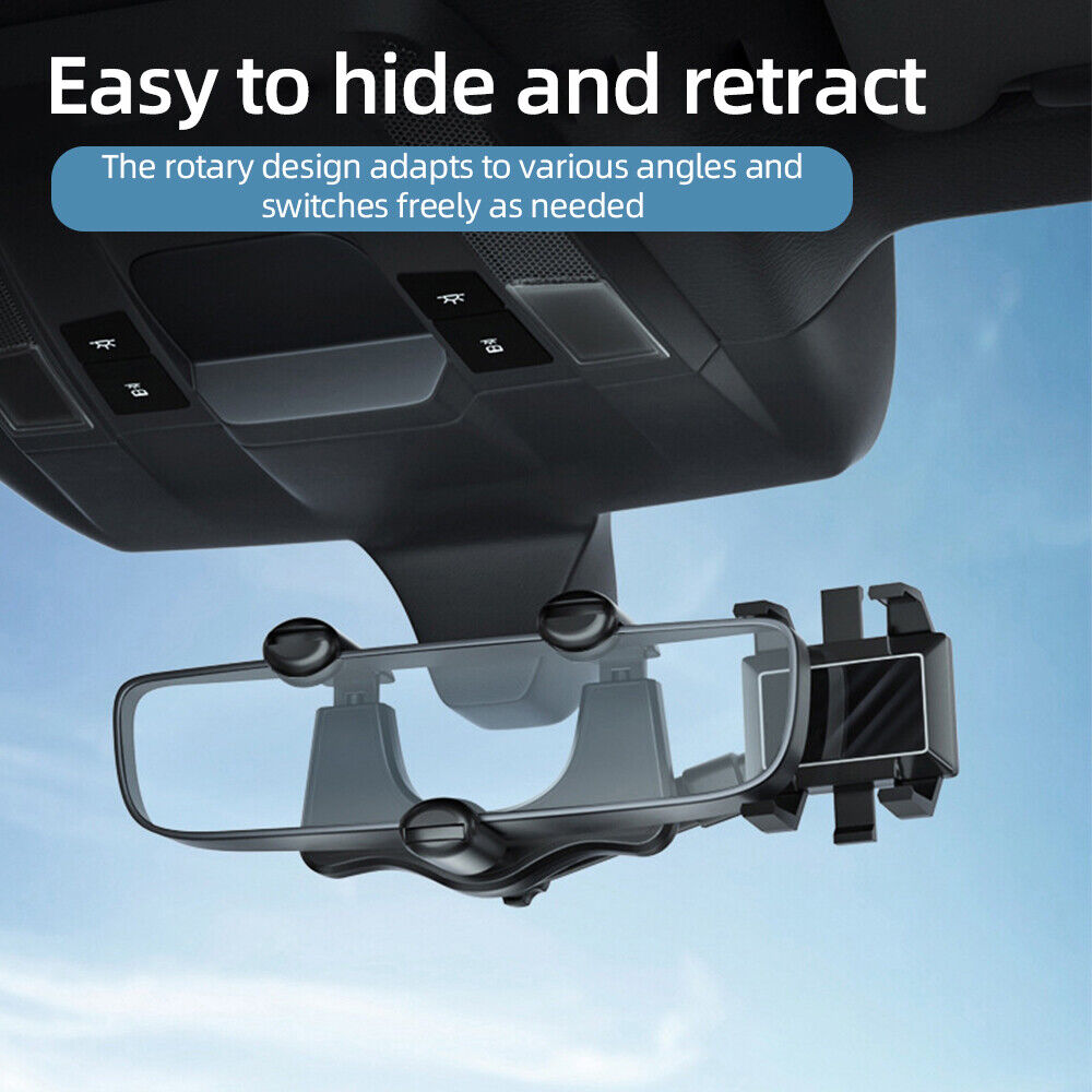 360 Degree Car Phone Holder For Rearview Mirror