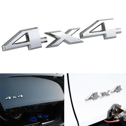 4x4 Metal Emblem Logo 3D Decal Silver Separate Font