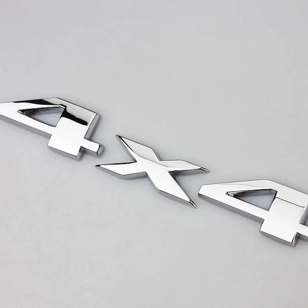 4x4 Metal Emblem Logo 3D Decal Silver Separate Font