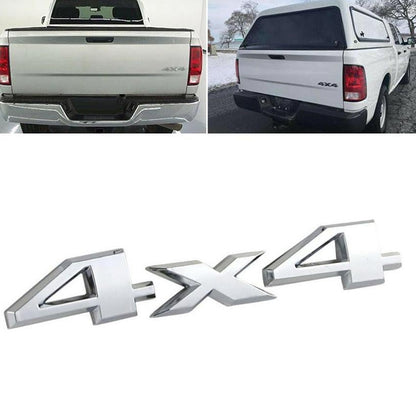 4x4 Metal Emblem Logo 3D Decal Silver Separate Font