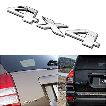 4x4 Metal Emblem Logo 3D Decal Silver Separate Font