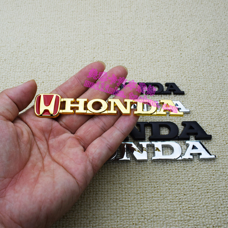 Honda Metal Emblem Logo 3D Decal Red Golden