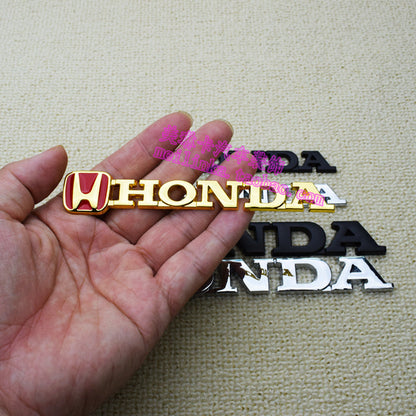 Honda Metal Emblem Logo 3D Decal Red Golden