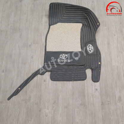 Toyota Fortuner 11D Floor Mats Black Beige Stitch