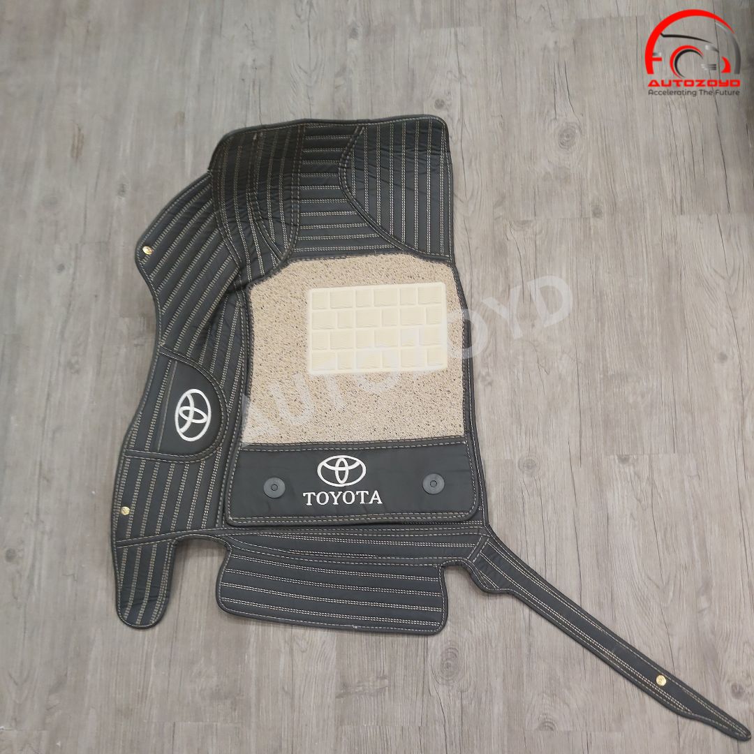 Toyota Fortuner 11D Floor Mats Black Beige Stitch