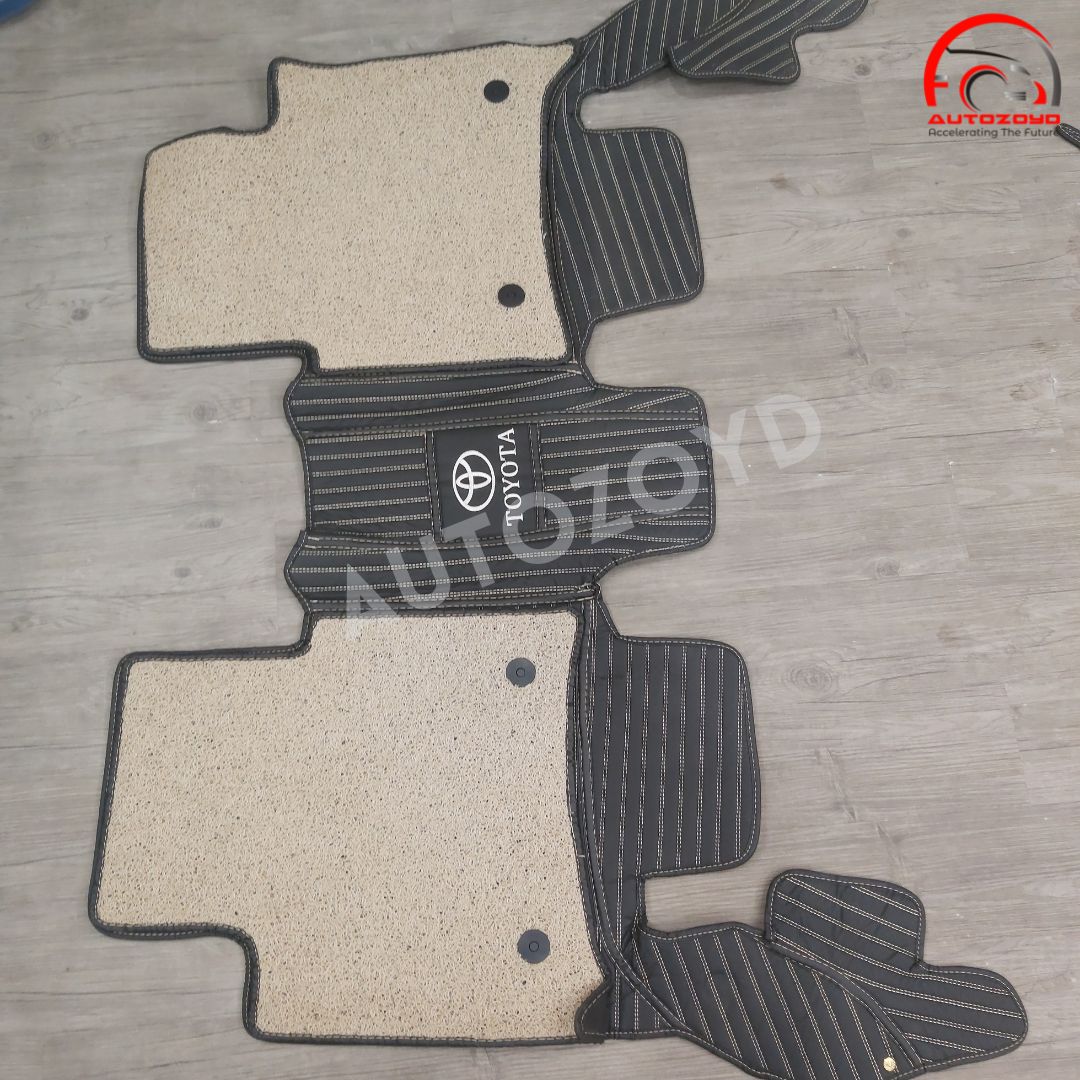 Toyota Fortuner 11D Floor Mats Black Beige Stitch