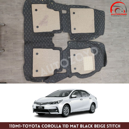 Toyota Corolla 11D Floor Mats Black Beige Stitch