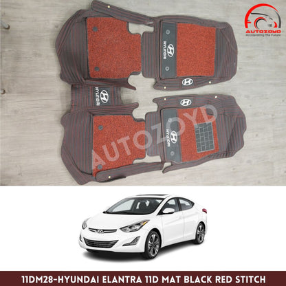 Hyundai Elantra 11D Floor Mat Black Red Stitch