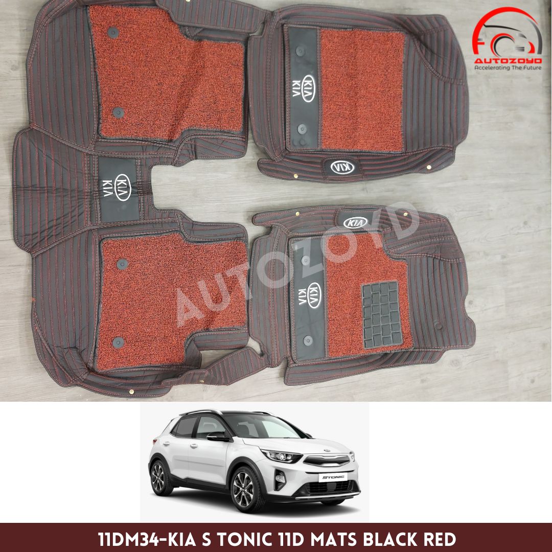 KIA Stonic 11D Floor Mats Black Red