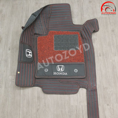 Honda Civic 2016-2021 11D Floor Mats Black Red Stitch