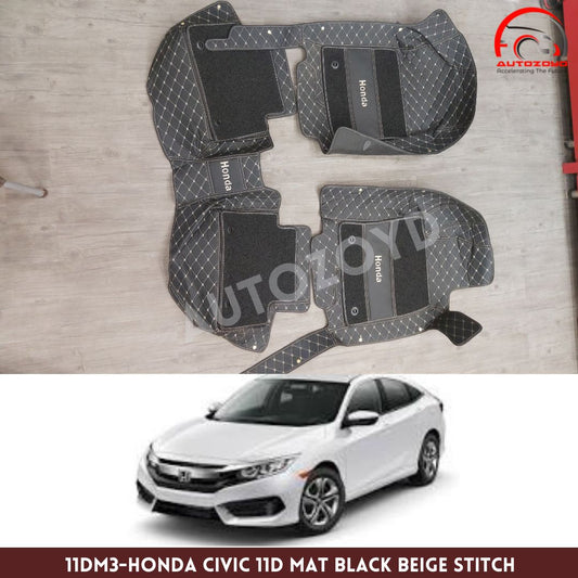 Honda Civic 11D Floor Mat Black Beige Stitch