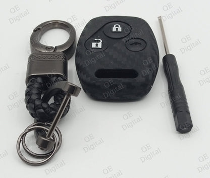 Honda City Carbon Fiber Sillicone Keycover with Keychain