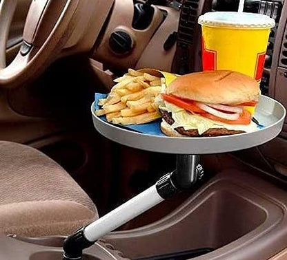 Car Dining Tray Cupholder Fitting For Front Seats Circle Table And 360 Degree Movements