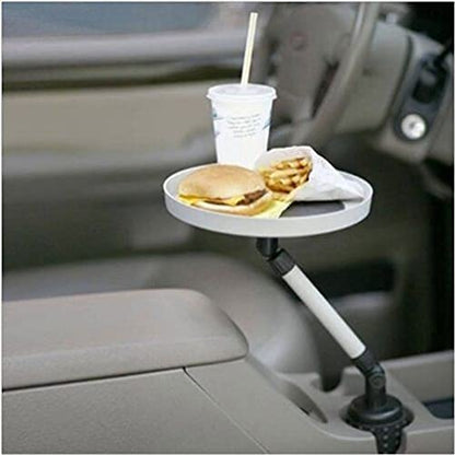 Car Dining Tray Cupholder Fitting For Front Seats Circle Table And 360 Degree Movements