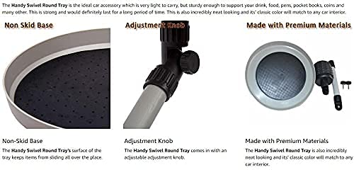 Car Dining Tray Cupholder Fitting For Front Seats Circle Table And 360 Degree Movements