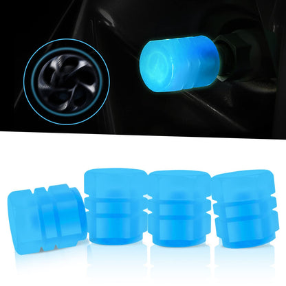 4pc Illuminious Tyre Valve Caps Color Blue Universal for All Cars