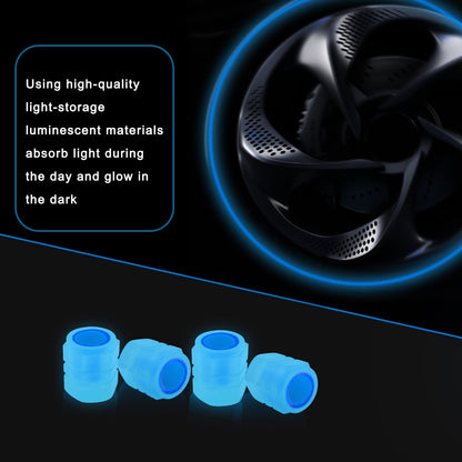 4pc Illuminious Tyre Valve Caps Color Blue Universal for All Cars