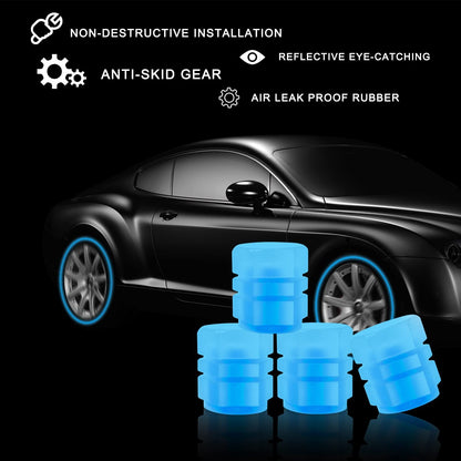 4pc Illuminious Tyre Valve Caps Color Blue Universal for All Cars