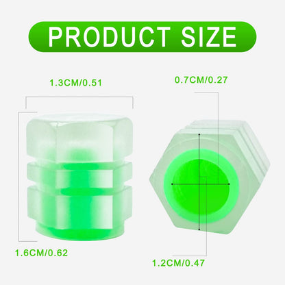 4pc Illuminious Tyre Valve Caps Color Green Universal for All Cars