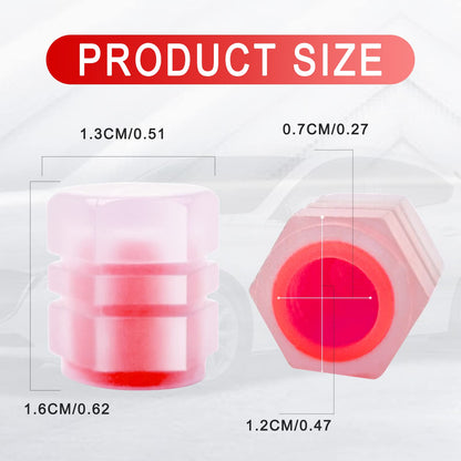 4pc Illuminious Tyre Valve Caps Color Red Universal for All Cars