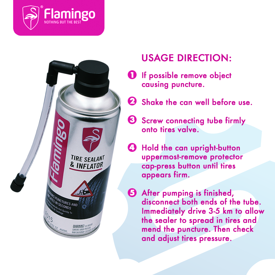 Flamingo TIRE SEALANT & INFLATOR PUNCTURE REPAIR IN SECOND - 450ml