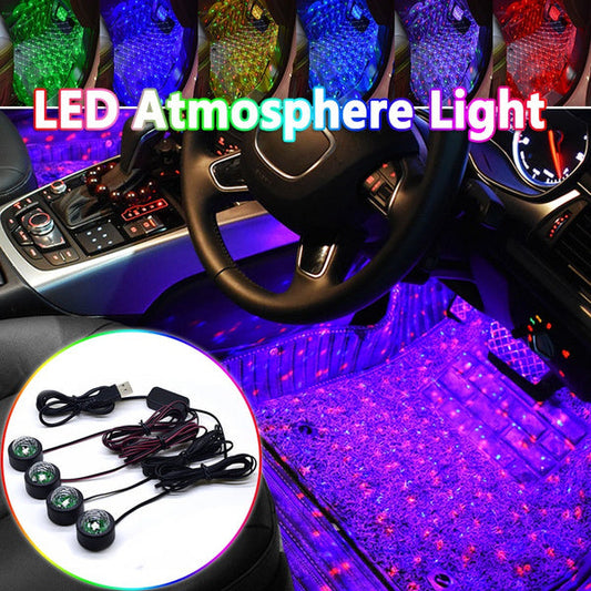 4pc Car Interior Atmospheric Star Lights Remote Controlled