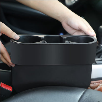 Car Organizer Universal Seat Gap Filler Black Dual Cupholder Slim Design