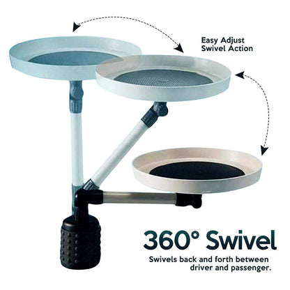 Car Dining Tray Cupholder Fitting For Front Seats Circle Table And 360 Degree Movements