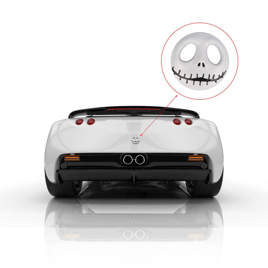 Pumpkin Skull Metal Emblem Logo 3D Decal White