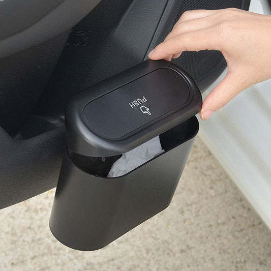 Car Dustbin Push Button Retract Heavy Duty Hanging Dustbin Color Black