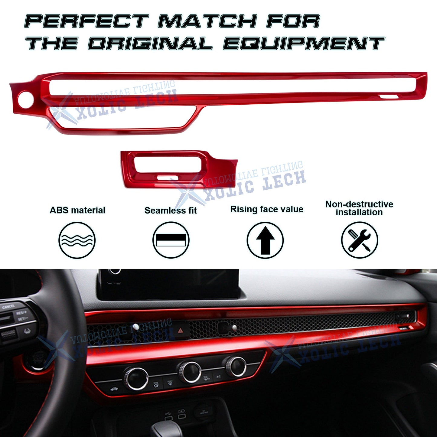 Honda Civic 2022 Dashboard Trims Red - Honda Civic X 2016,2017,2018,2019,2020,2021,2022(10th Generation)