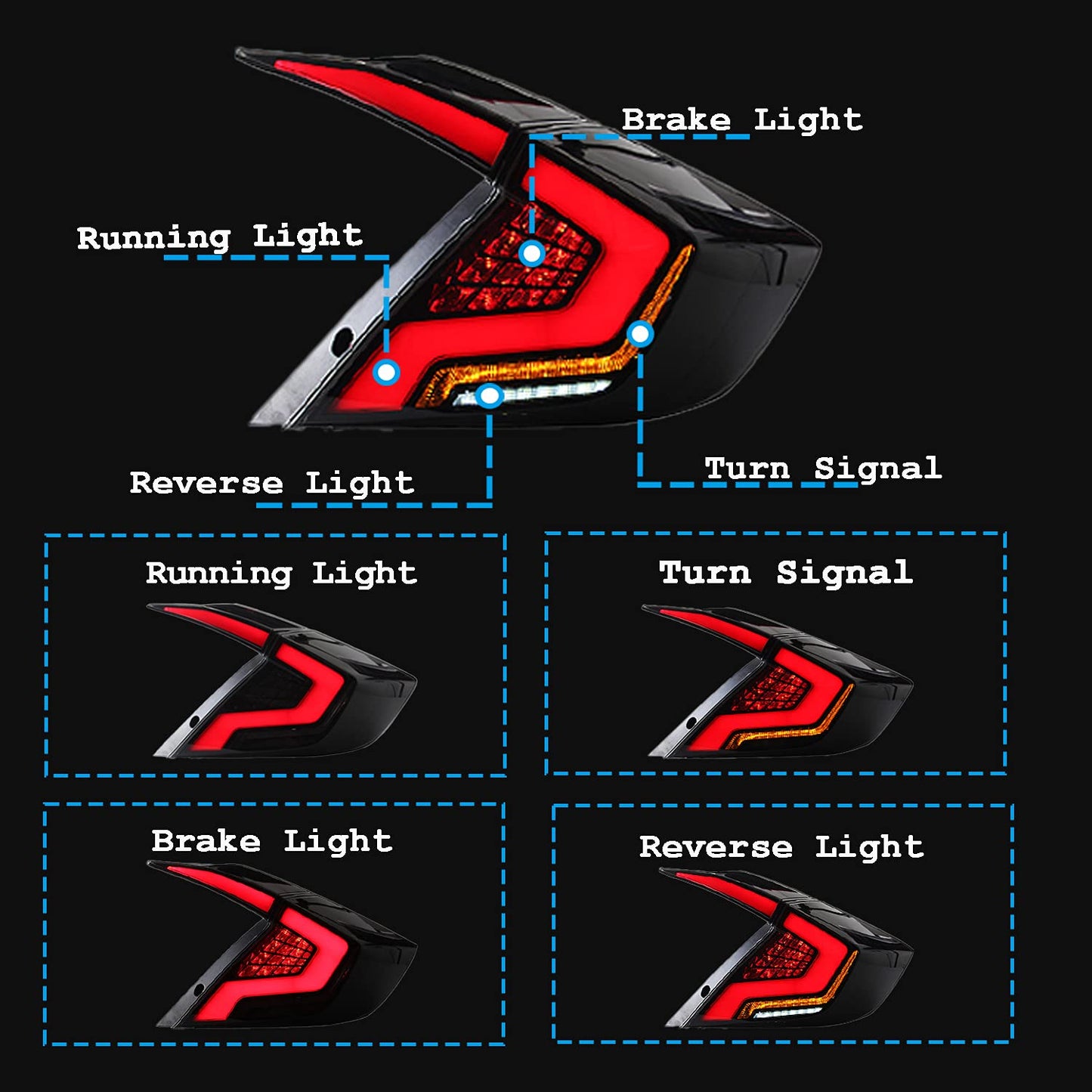 Honda Civic X Backlights Audi Style