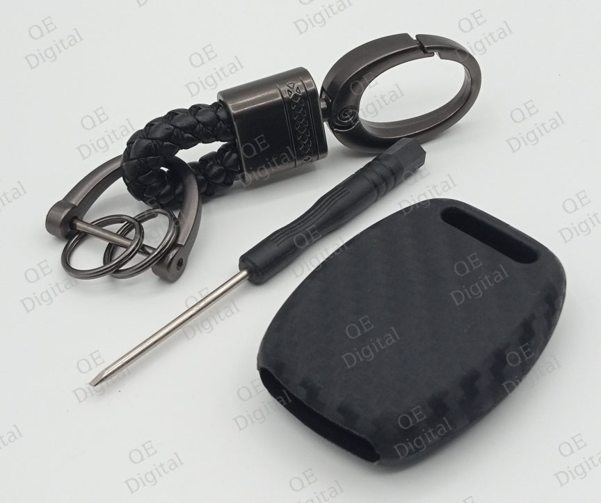 Honda City Carbon Fiber Sillicone Keycover with Keychain