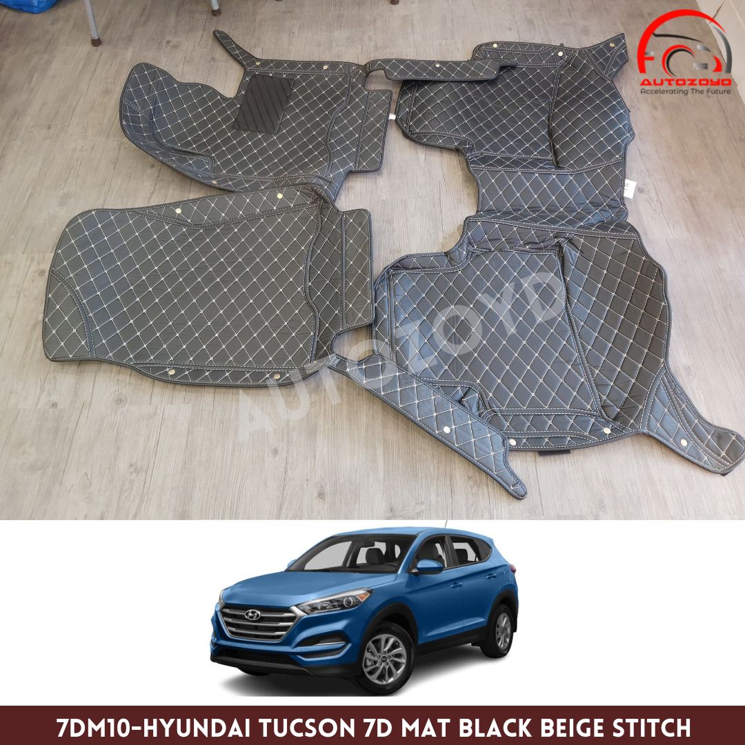 Hyundai Tucson 7D Floor Mat Black Beige Stitch