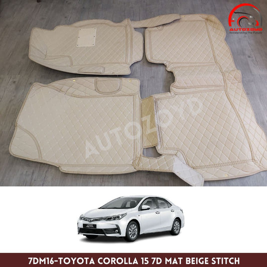 Toyota Corolla 2015 7D Floor Mats Beige Stitch