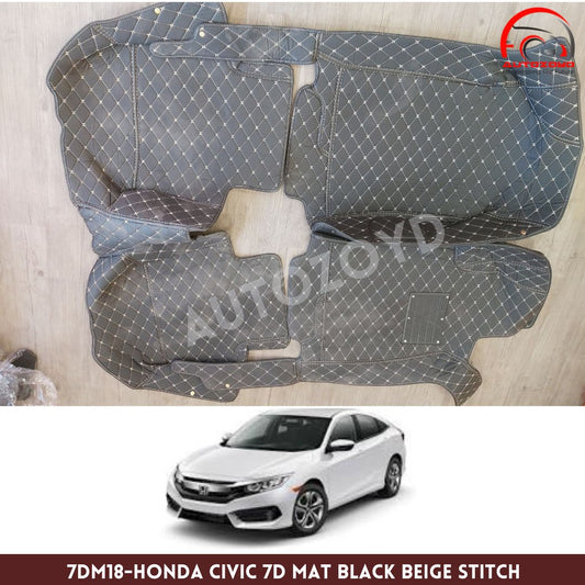 Honda Civic 7D Floor Mat Black Beige Stitch