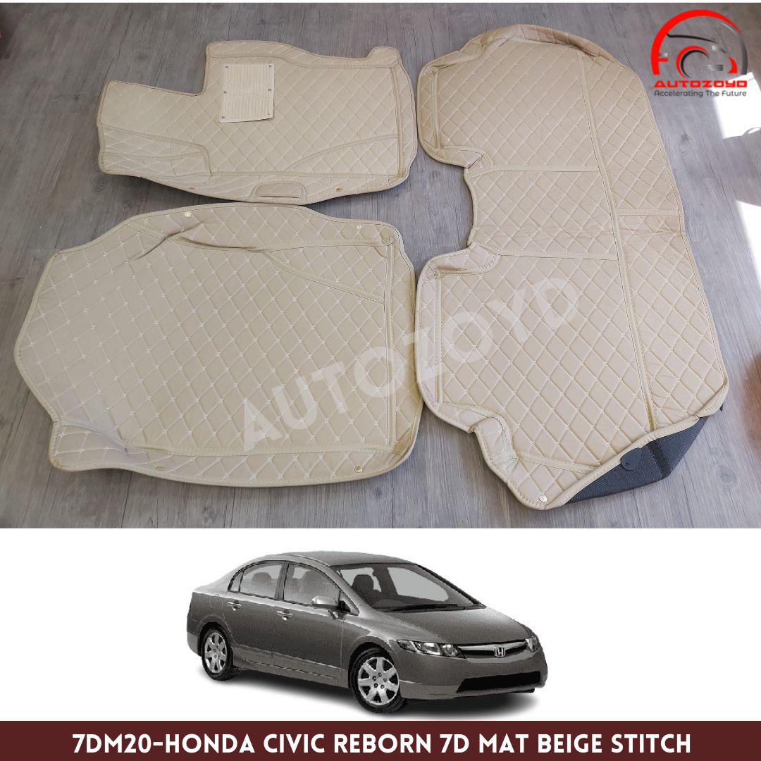 Honda Civic Reborn 2007-2012 7D Floor Mat Beige Stitch