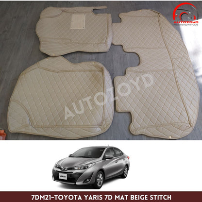 Toyota Yaris 7D Floor Mats Beige Stitch