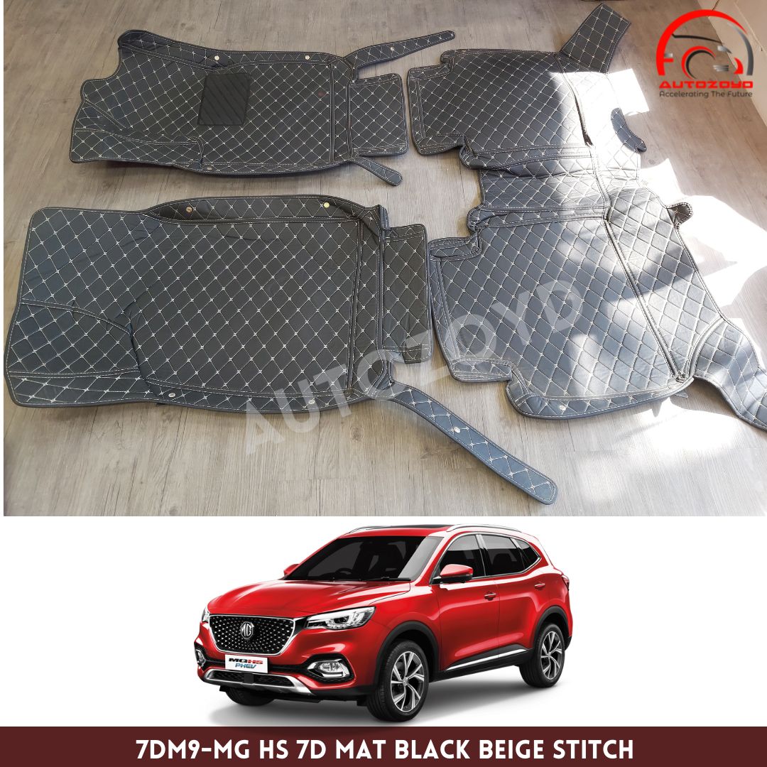 MG HS 7D Floor Mats Black Beige Stitch