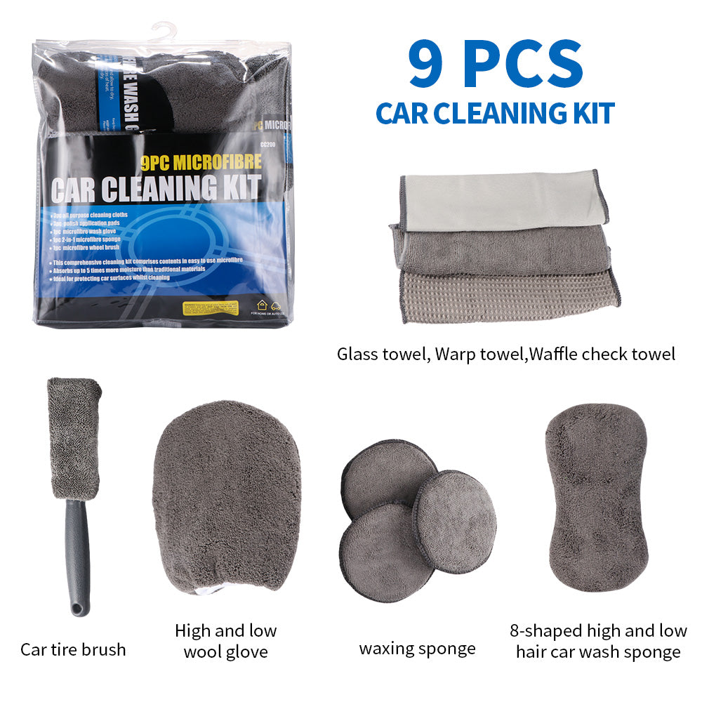 Microfiber easy to carry : 9pc Car Cleaning Kit