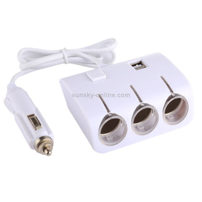 3in1 Lighter Port Extenion With Charging option Color White