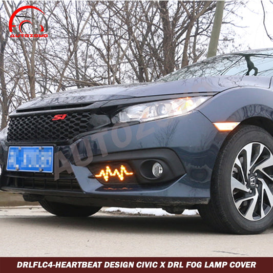 Heartbeat Design Civic X DRL Fog Lamp Cover - Honda Civic X 2016,2017,2018,2019,2020,2021,2022(10th Generation) - Front Fog Lamp Covers/Fog Light COver/Fog Light Assembies