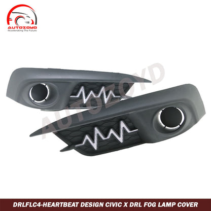 Heartbeat Design Civic X DRL Fog Lamp Cover - Honda Civic X 2016,2017,2018,2019,2020,2021,2022(10th Generation) - Front Fog Lamp Covers/Fog Light COver/Fog Light Assembies