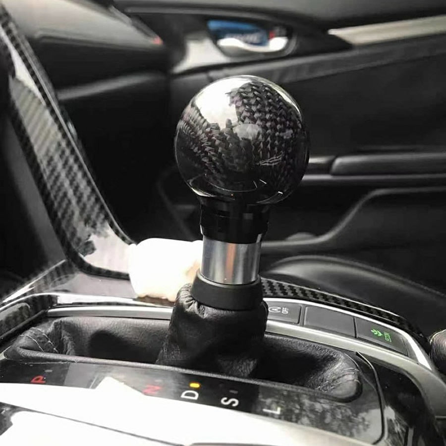 Gear Knob Metal Carbon Fibre Pattern Sphere Black