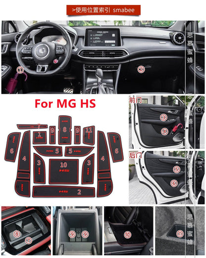 MG HS Interior PVC Mats - Morris Garage HS/MG HS - Interior Groove Mats/Cup Holder Slot Mats/Interior Mats