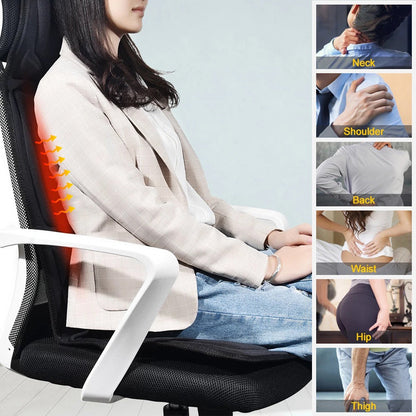 Car Massager Full Seat 8 Functions Heated-Black Massager Seat 12v Car Use and Home Use 220V
